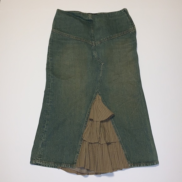 Mango Ruffled Insert Jean Skirt - Women’s Size 2 - Picture 2 of 11